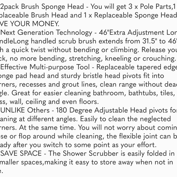 2 in 1 Cleaning Brush Tub & Tile Scrubber Brush Sponge with 46''Extendable Long - Picture 8 of 8